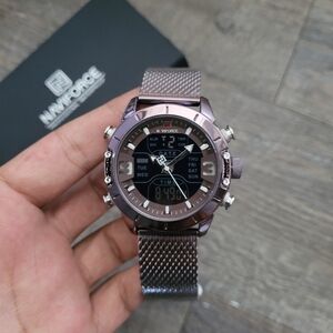 Naviforce Dual Display Chronograph Watch‎ in Stainless Steel For Men